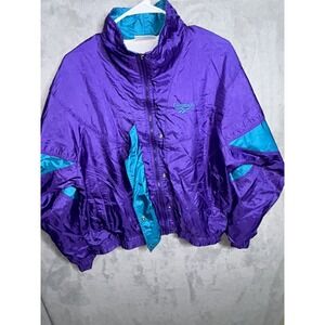 Vintage Reebok Jacket Womens m blue  Purple Colorblock Zip Windbreaker 90s
